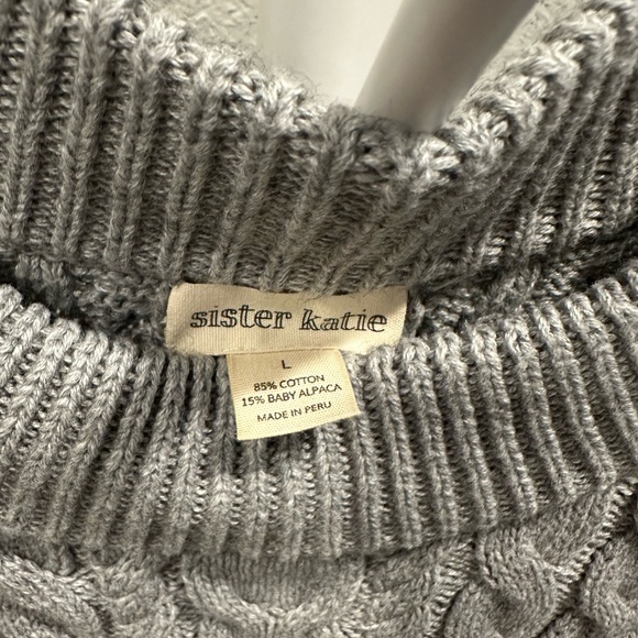 Gray Cable Knit Crew Neck Sweater - Picture 9 of 14